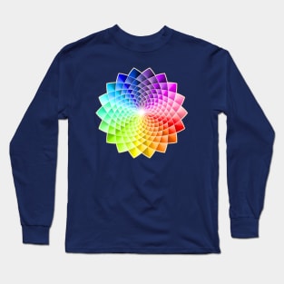 Colorful Mandala with 3D Effect and White Lines Long Sleeve T-Shirt